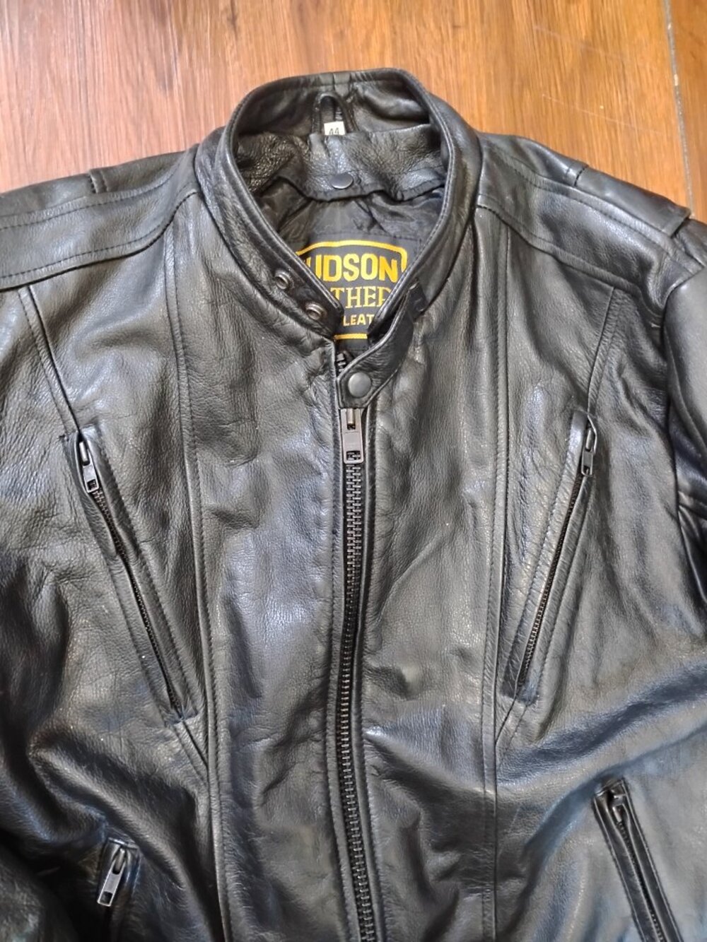 Vintage Hudson Leather Motorcycle Biker Jacket Black